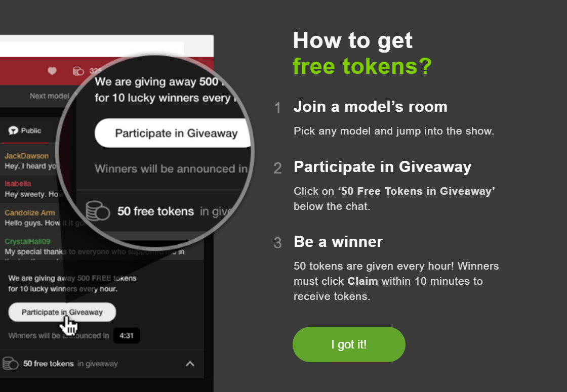 Camrips how to get free stripchat tokens